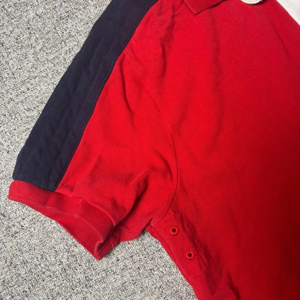 Polo Ralph Lauren Rugby Shirt Mens Large Custom Fit Red Colorblock Short Sleeve